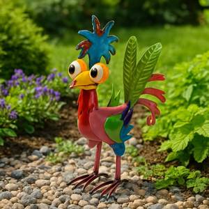 lot 6035 image: 8 Metal Rooster Garden Decor �� Chicken Statues Sculpture, Outdoor Animal Ornaments Yard Art for Backyard Patio Lawn Home Kitchen Decor Outside Decorations, Wacky Decor Gifts for Chicken Lovers