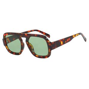 lot 6045 image: Teumire Trendy Square Aviator Sunglasses for Women Men Vintage 70s Designer Inspired Sun Glasses Flat Top Shades(LeopardG15)
