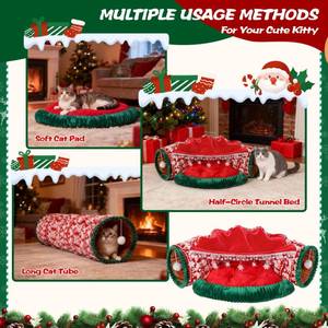 lot 6046 image: Petrendy Cat Tunnel Bed, 2-in-1 Cat Tunnels for Indoor Cats, Soft Washable Covered Pet Cave Bed, Play Tube Pet Toys for Cats, Rabbits, and Small Animals