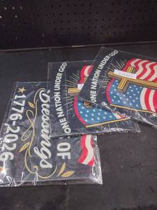 lot 6095 image: ZXvZYT 250 Years of Blessings America Garden Flag, One Nation Under God,USA 250th Anniversary Patriotic Cross Design Flags Banner Double Sided Flax Outdoor Yard Decorative(12x 18) lot of 3