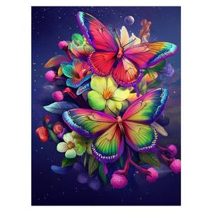 lot 6105 image: DOTZSO Butterfly Diamond Painting Kits for Adults, Easy DIY 5D Round Full Drill Diamond Art kit Diamond Dot Crystal Gem Art and Craft for Beginners Home Wall Decor 12x16 Inches