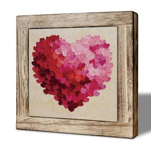 lot 10443 image: Valentines Day Pink Heart Wooden Box Sign, Romantic Valentines Day Themed Tabletop Decor for Bedroom Living Room Office, Valentine Gift for Love 5.9x5.9 Inches