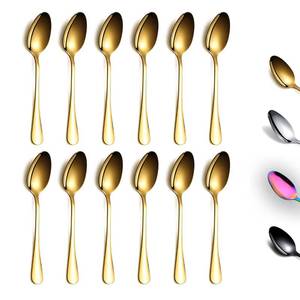 lot 10458 image: Gold Teaspoons 6.5 Set of 12, Berglander Stainless Steel Titanium Plating Shiny Golden Tea Spoons Silverware, Tea Spoon Small Dessert Spoon Teaspoon Sturdy And Easy To Clean Dishwasher Safe