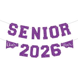 lot 10461 image: Fuyoooo Graduation Party Decorations Cheerleader Senior 2026 Graduation Banners Megaphone 2026 Senior Night Decorations Sport Theme Party Supplies for Player Gift Sport Parties Favors(Purple)