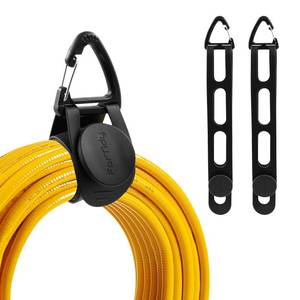 lot 10466 image: ForTidy Utility Storage Strap, Extension Cord Organizer with Carabiner Clips for Workshop, Garage, Garden, RV and Boat Storage, 21.65 in (Black-2pcs)