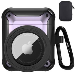 lot 10485 image: Valkit for Airpods Case Cover, 2 in 1 Rugged Protective Cases Shockproof Air Pod 2 Case for Men Women with Keychain iPod Skin for Airpods 12 Gen, BlackPurple