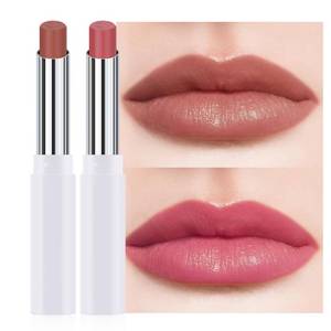 lot 12018 image: HHLTOH 2Pcs Tinted Lip Balm Moisturizing Lipstick,Waterproof Hydrating Matte Lip Balm for Women,Creamy Natural Color Stain for Dry Lips,Soft Matte Finish (9# Charming Peach Pink & 3# Bean Paste Brown)