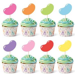 lot 12024 image: R HORSE Colorful Cupcake Toppers - 40 Pcs Colorful Candy Toppers for Cake Decorations Jelly Bean Shaped Cupcake Picks for Kids Summer Holiday Birthday Baby Shower Party Supplies Food Decoration