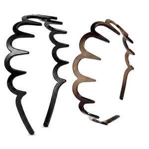 lot 12030 image: Xansema 2Pcs Fashion Non-Slip Headbands for Women Girls, Zig Zag Headbands with Teeth Comb Hair Hoop Hairband Hair Accessories for Daily Use, Yoga, Spa, Parties (Black Brown, One Size)