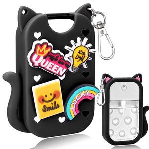 lot 12046 image: Mity rain Hand Sanitizer Spray Case Compatible With Touchland, Cute Silicone Hand Sanitizer Holder Keychain with 4 Charms, Portable Refillable Sanitizer Accessory, Gift For Women And Teens(Black)