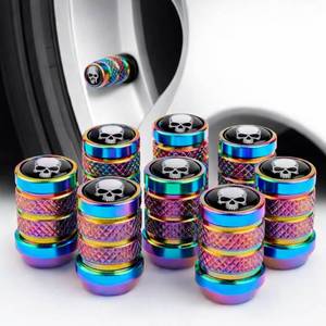lot 12082 image: 8PCS Skull Tire Valve Stem Caps, Universal Aluminum Alloy Skeleton Valve Caps with Rubber Seals, Compatible with Cars, Trucks, SUVs, Motorcycles, and Bicycles
