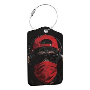lot 12098 image: Monkey Luggage Tags for Suitcases, Leather Suitcase Tags for Cruise Ships Airport Travel, Privacy Cover ID Label Whit Stainless Steel Loop and Address Card, Luggage Tag Decor Gift for Women Men 5