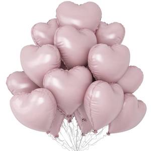 lot 12114 image: Baby Pink Heart Balloons,12Pcs 18 Inch Pastel Pink Foil Love Heart Shaped Balloons for Girl Party Bow Birthday Party Wedding Engagement Anniversary Baby Shower Valentines Day Decorations
