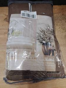 lot 13689 image: 100% Blackout Pinch Pleated Memory Trained Linen Curtains 40x102