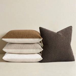 lot 14286 image: Topfinel Pack of 4 Decorative Textured Boucle Throw Pillow Covers 18x18 Inch Gold Brown Accent Solid Pillow Cases Soft Couch Cushion Covers Modern Farmhouse Boho Chair Sofa Bed Livingroom Home Decor