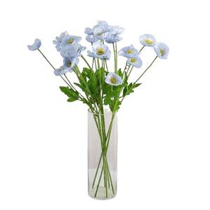 lot 14288 image: Corkwaw 6 Pcs 23.6 Artificial Poppy Silk Fake Flowers,PU Real Touch Silk Flower for Easter, Memorial Day, Table Decorations, centres. (Light Blue)