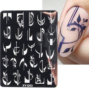 lot 14290 image: French Stamping Plates Set Nail Art Stamping Plates French Line Stamp Templates Kit Nail Image Plates for Women Girl Nail Manicuring DIY Printing Tools