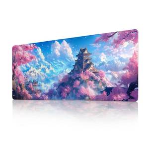 lot 14304 image: Desk Mat Mouse Pad Gaming Desk Pad XL Large Mouse Mat Office Decor Accessories (Cherry Blossom Ancient Buildings)