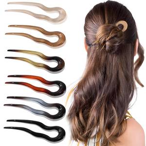 lot 14333 image: 6PCS French Hair Pins for Thick Hair, French Pins Hair Styling, French Hair Pin for Women Fine Hair Accessories, French Twist Pin Wavy U Shaped Valentines Day Gifts(Amber)
