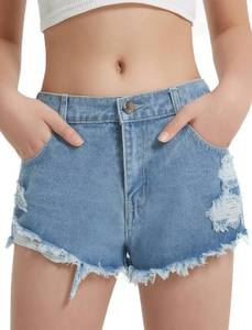 lot 14336 image: EXARUS Girls Jean Shorts Jorts Frayed Raw Kids Ripped Distressed Denim Teen Tween Summer Cut Off Mid Rise Youth Waisted School Casual Beach Vacation Cute Trendy Dark Blue Size 12Y
