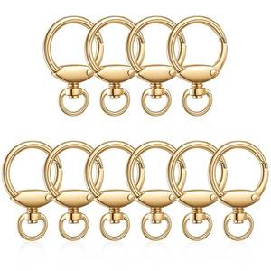 lot 14427 image: 10 Pcs Spring O Ring, Round Spring Snap Hooks Swivel Ring Carabiner Clips with Fixed Eyelet Zinc Alloy O Rings Buckle for Bags Belts Keychain Purses DIY Accessory Gold
