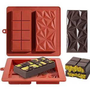 lot 18322 image: (Lot of 2) UWILLION Chocolate Bar Mold Deep Dubai 1 Inch 2 Pcs Pistachio Chocolate Bar Silicone Thick Mold for Stuffed Bar, Large Candy Bar Mould for Filling