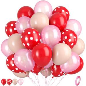 lot 18325 image: Light Pink and Red Balloons, Pink and Red Balloons, Red and White Polka Dot Balloon for Birthday Girl Woman Baby Shower Strawberry Valentine Theme Party Wedding Bridal Shower Mothers Day Decorations