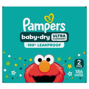 lot 19304 image: Pampers Baby Dry Diapers Pack - Size 2 -186ct