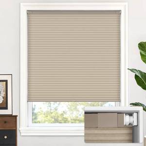 lot 19323 image: LazBlinds Cordless Cellular Shades, No Tools No Drill Light Filtering Honeycomb Shades Pleated Blinds for Windows, 31 W x 64 H, Mocha