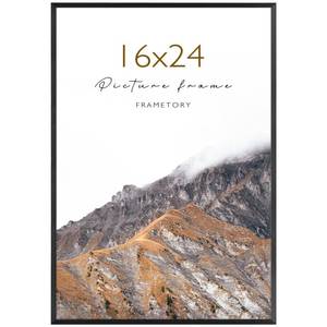 lot 19325 image: Frametory, 16x24 Aluminum Poster Frame, Acrylic Front, Thin Metal Picture Frames for 24x16 Photo, HorizontalVertical Wall Mount (1 Pack, Black)