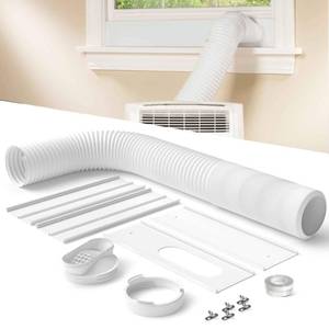 lot 19328 image: Portable Air Conditioner Window Vent Kit with 82 Length, 5.9 Diameter Exhaust Hose, 13Pcs Universal PVC AC Window Slide Seal with 4 Panel(17 to 63) for Horizontal&Vertical