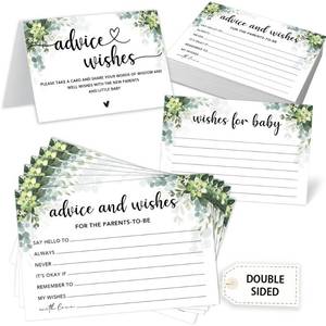 lot 20159 image: Crocothemis 50 Pcs Advice And Wishes Cards For The New Parents To Be Baby Shower Games - Baby Shower Decorations and Favors Advice Card For New Mommy And Daddy Greenery with Flowers -A03