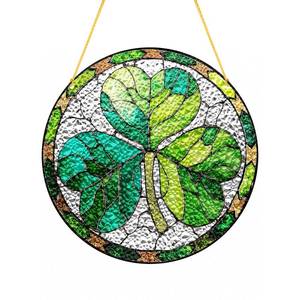 lot 20166 image: St. Patrick��s Day Suncatcher Ornament Textured Acrylic Shamrock Clover Hanging Decor for Window Tree Door, Irish Decoration for Home Indoor Outdoor