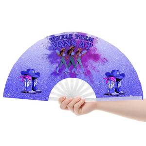 lot 20203 image: Tintinwiwigo Fans For Line Dancing, Hand Fan Foldable,Hand Fans for Women Foldable, Clack Fan,Western Large Festival Folding Fans, 26in(Blue)