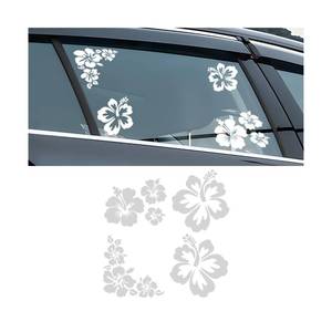 lot 20209 image: Sandfren Hibiscus Car Decal, PET Hawaiian Self-Adhesive Vehicle Exterior Bumper Window Sticker, Funny Die Cut Flower Automotive Body Hood Decoration, Universal for Truck SUV Van (White)