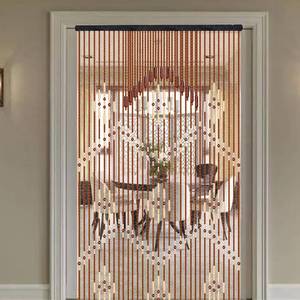 lot 3397 image: GDAE10 35x68in Bead Curtain, Natural Wood&Bamboo Beaded Curtain Wood Beaded Doorway Hanging Door Beads