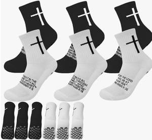 lot 4093 image: Cutecrop 6 Pairs Drip Soccer Socks Youth Men Black MOX3492 scripture verses on socks