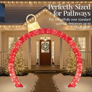 lot 5416 image: Best Choice Products Large Outdoor Christmas Lighted Archway Decoration 9.5ft XL 350 LED