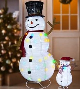 lot 5417 image: VHOSE 2 Pcs Lighted Outdoor Yard Decoration Snowman X003XTTW QT