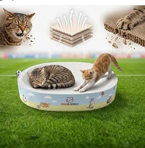 lot 13696 image: Cat Scratcher Bed, No-Mess cat Scratching pad, No shed Cat beds and Scratch pad for Cats, Plant Fiber Mess Free cat Scratch Furniture Protector, Stop Cats Eating Paper Craps