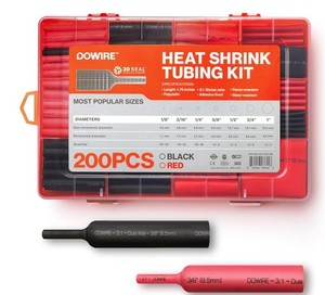 lot 14311 image: Dowire Marine Heat Shrink Tubing Kit - 31 Adhesive Lined, Black, 180 PCSMarine heat shrink tubing, adhesive lined 31 ratio, electrical wire wrap, heavy-duty waterproof cable repair