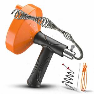 lot 1900 image: Drain Snake Auger, Plumbing Snake Drain Hair Clog Removal Tool, Sink Unclogger Drain, Heavy Duty Drum Auger, Cleaner Tool for Bathroom Kitchen Tub Shower Drain Clog Remover with Gloves, 33Ft