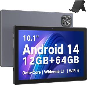 lot 2237 image: FIEKVE Tablet 10.1 Inch, Android 14 Tablets for Adult, Octa-Core, 12GB RAM 64GB Storage(2TB Expand), Octa-Core, WiFi 6, Bluetooth 5.0, Large Touch Screen Tablet for Work, Study and Entertainment