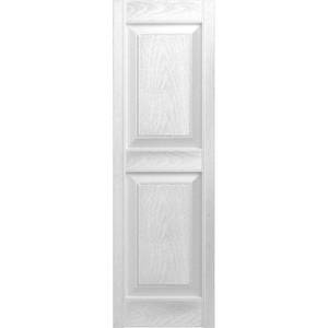 lot 5439 image: 12 in. W x 55 in. H Builders Edge  Standard Two Equal Panels  Raised Panel Shutters  Includes Matching Installation Spikes  001 - White