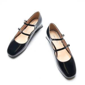 lot 5446 image: C.Paravano Womens Pumps  Mary Jane Shoes  Square Toe Low Heels  Block Heels(Size 7.5,Black)