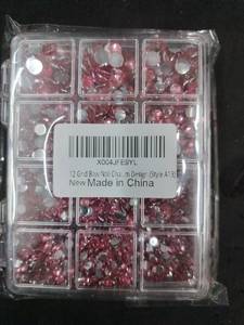 lot 6174 image: 12 Grid Bow Nail Charm Design Style A13 Rhinestone Set X004JFE9YL