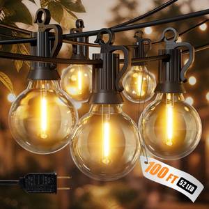 lot 11566 image: SmartDawn 100FT 52 LED Bulbs Outdoor String Lights, G40 Shatterproof String Lights, IP65 Waterproof Connectable Outside Patio Light for Backyard Porch Balcony Garden Decor Christmas Camping Gazebo