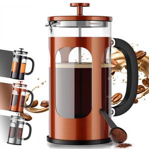 lot 11578 image: Veken French Press Coffee Maker 34oz 1 L, No Plastic Touching Cafe, Heat Resistant Thickened Borosilicate Glass, Stainless Steel Brewer, Cold Brew Cafetera Teapot for Kitchen Travel Camping, Copper