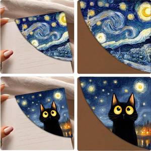 lot 12253 image: 2 PC Bookmarks 3.54  3.54 Inch Starry Sky and Black Cat Design Artistic Reading Accessories for Books Journals Notebooks Aesthetic Gift for Readers