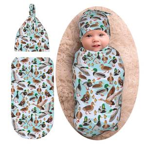 lot 12258 image: Cartoon Mallard Duck Baby Stuff Newborn Baby Swaddle Blanket Swaddling Blanket with Beanie Set Soft for Unisex Girls Boys